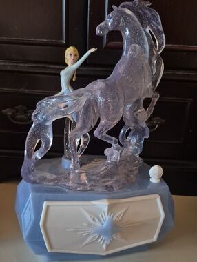Disney Purple Glitter Horse Music Box with Elsa Figurine